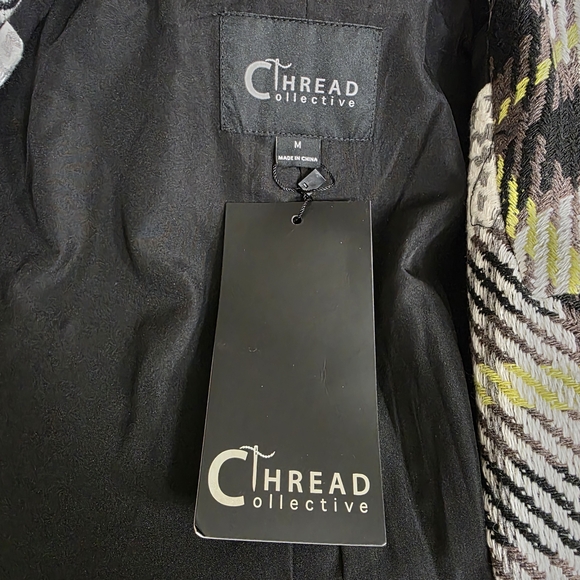 QVC Women's Plaid Coat - Black, White, Gray - Picture 3 of 3